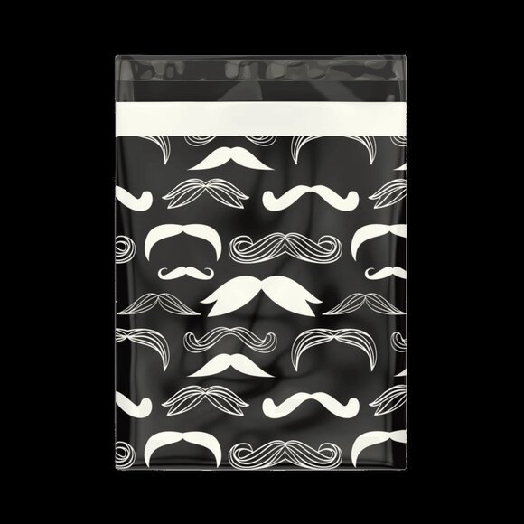 20 10" x 13" Stylish Mustache Designer Poly Mailers - Picture 2 of 2